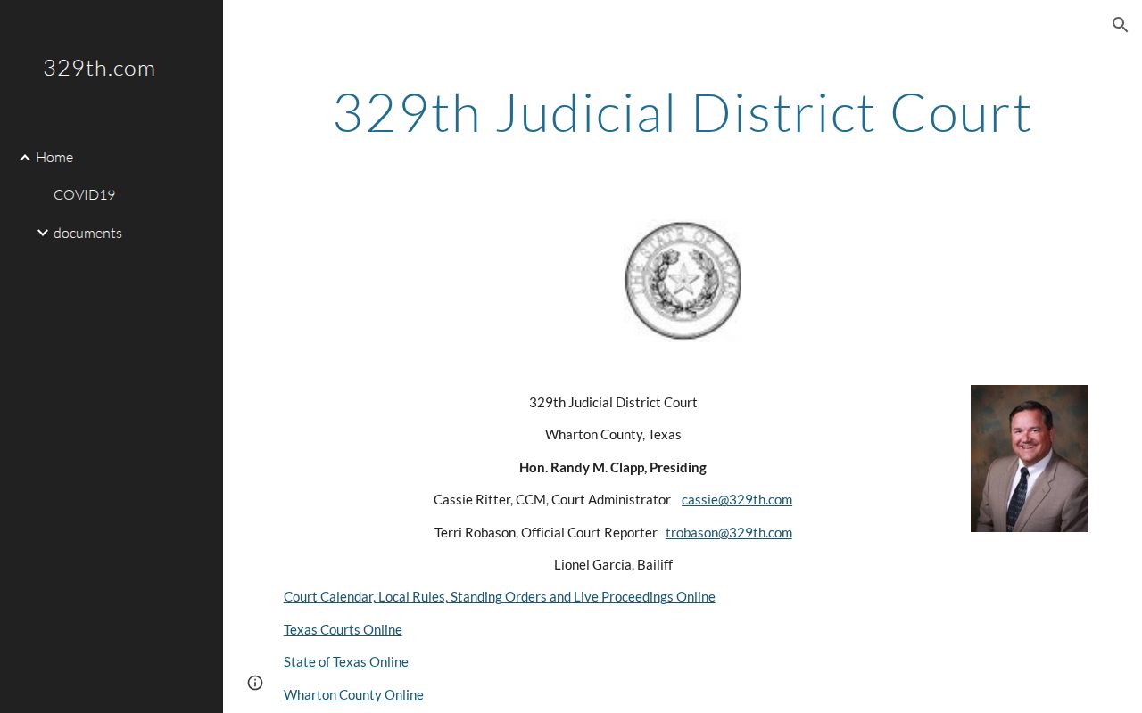 Wharton County warrant records users can route through the 329th District Court site