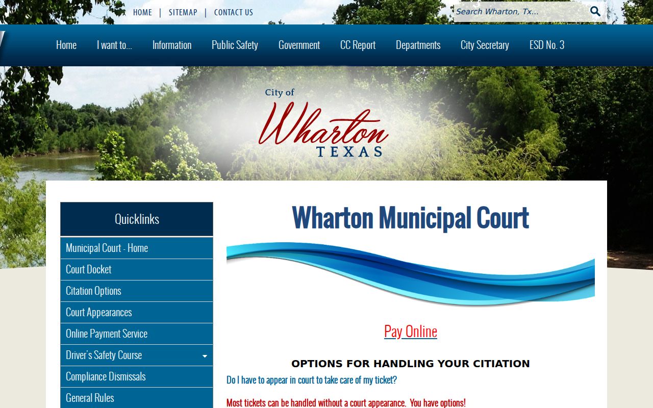 Wharton County warrant records: Wharton municipal court hours and clerks