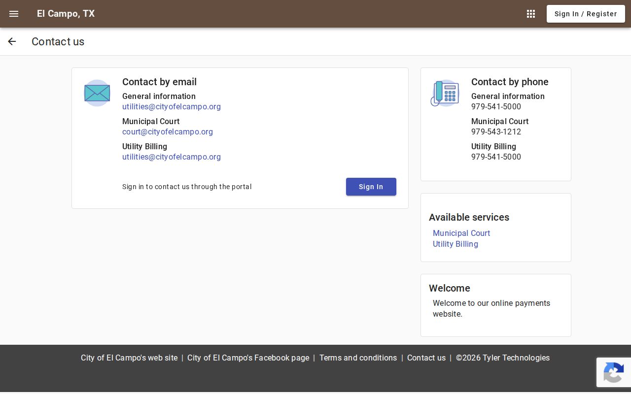Wharton County warrant records: El Campo municipal court portal contact information