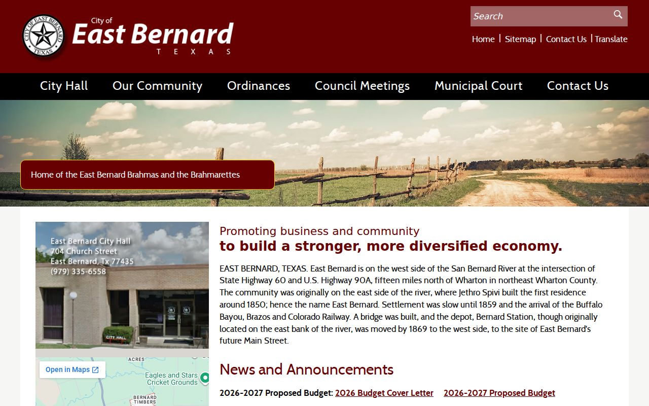 Wharton County warrant records: East Bernard City Hall
